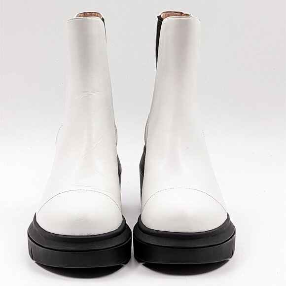 Stuart Weitzman Women Norah Chelsea Platform Boots White Leather sz 7 - Picture 2 of 9
